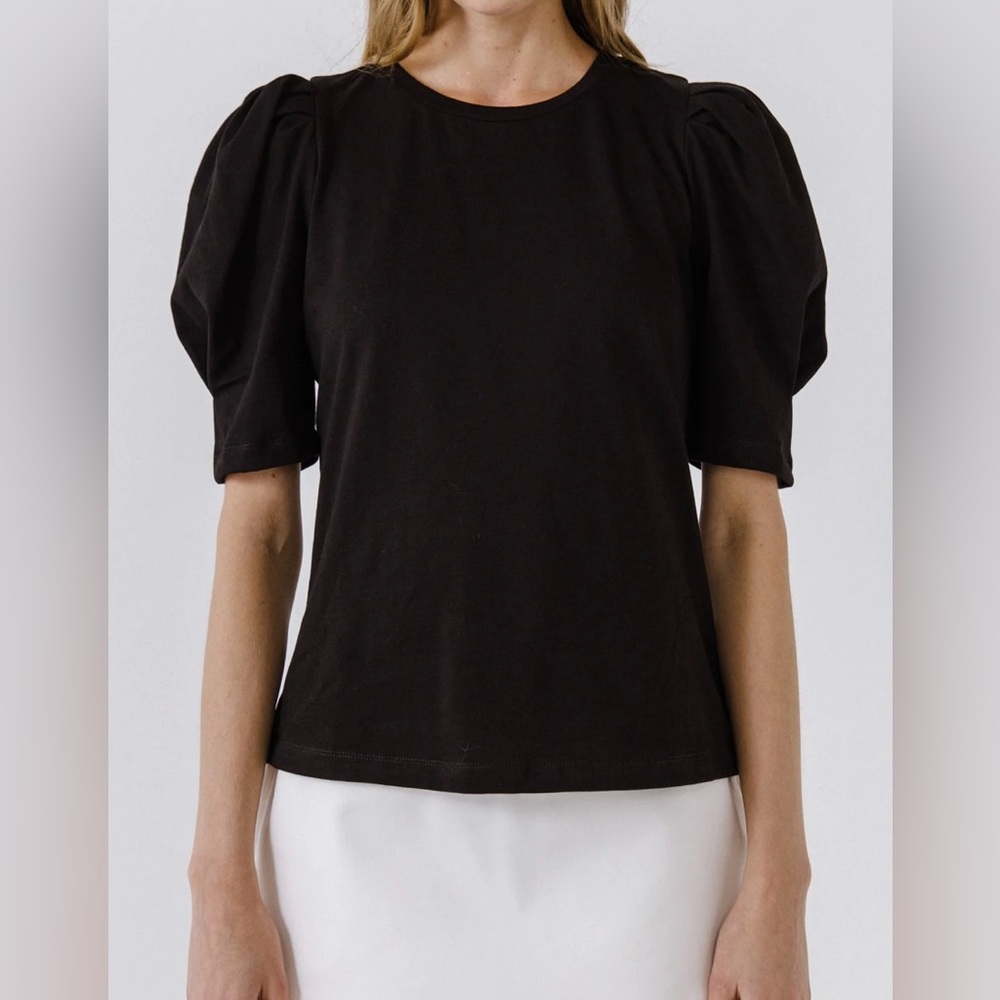 English Factory Black Puff Sleeve T-Shirt